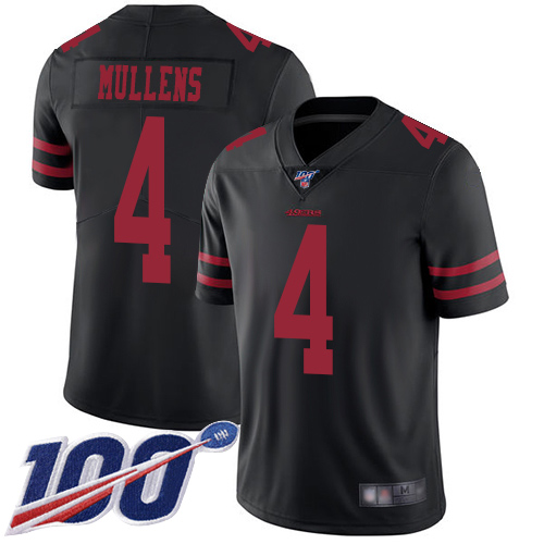 San Francisco 49ers Limited Black Men Nick Mullens Alternate NFL Jersey 4 100th Season Vapor Untouchable